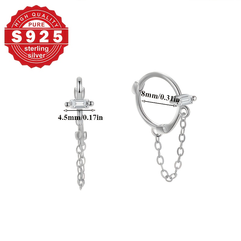 Women's S925 Silver Zirconia Inlaid Ear Hooks